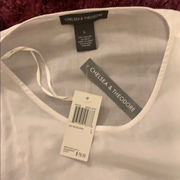 NWT Chelsea & Theodore white blouse with ruffles - Picture 2 of 2